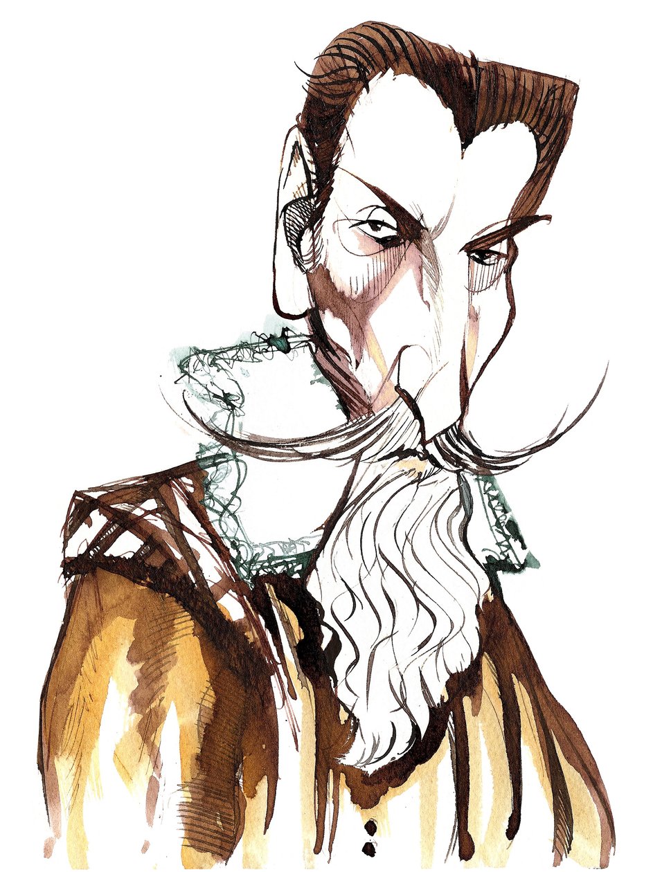 Claudio Monteverdi (1567 - 1643) compositeur italien, gambiste, chanteur et prêtre catholique romain, caricature - Neale Osborne