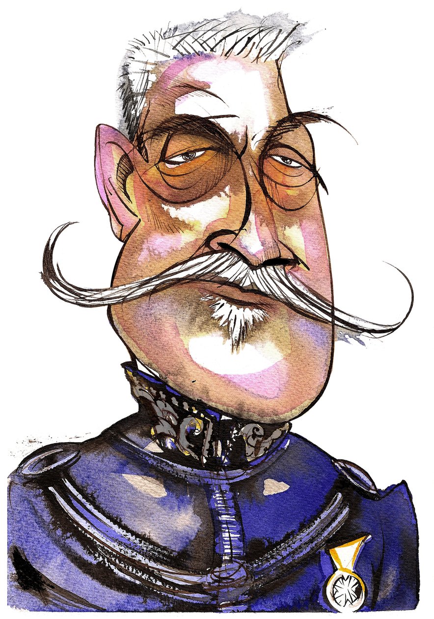 Ferdinand Foch - Maréchal français (1851-1929); caricature en couleur - Neale Osborne