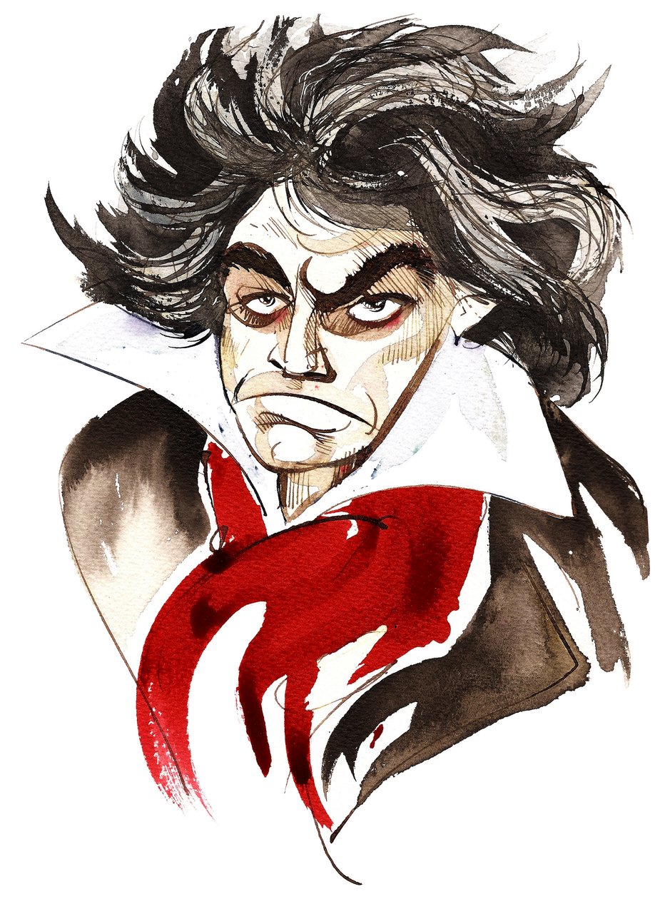Ludwig van Beethoven, compositeur allemand (1770-1827); caricature - Neale Osborne