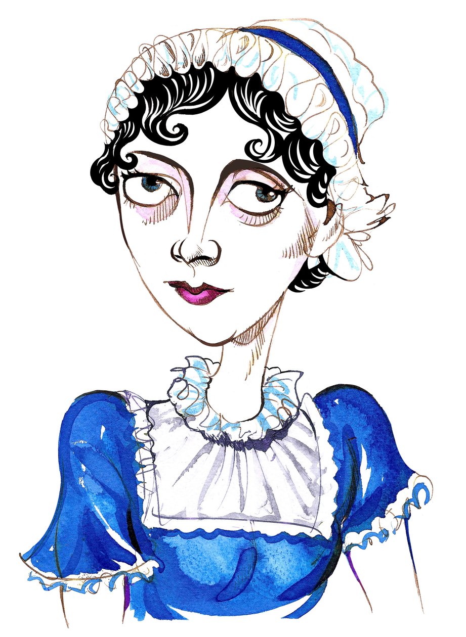 Jane Austen, romancière anglaise (1775-1817) caricature - Neale Osborne