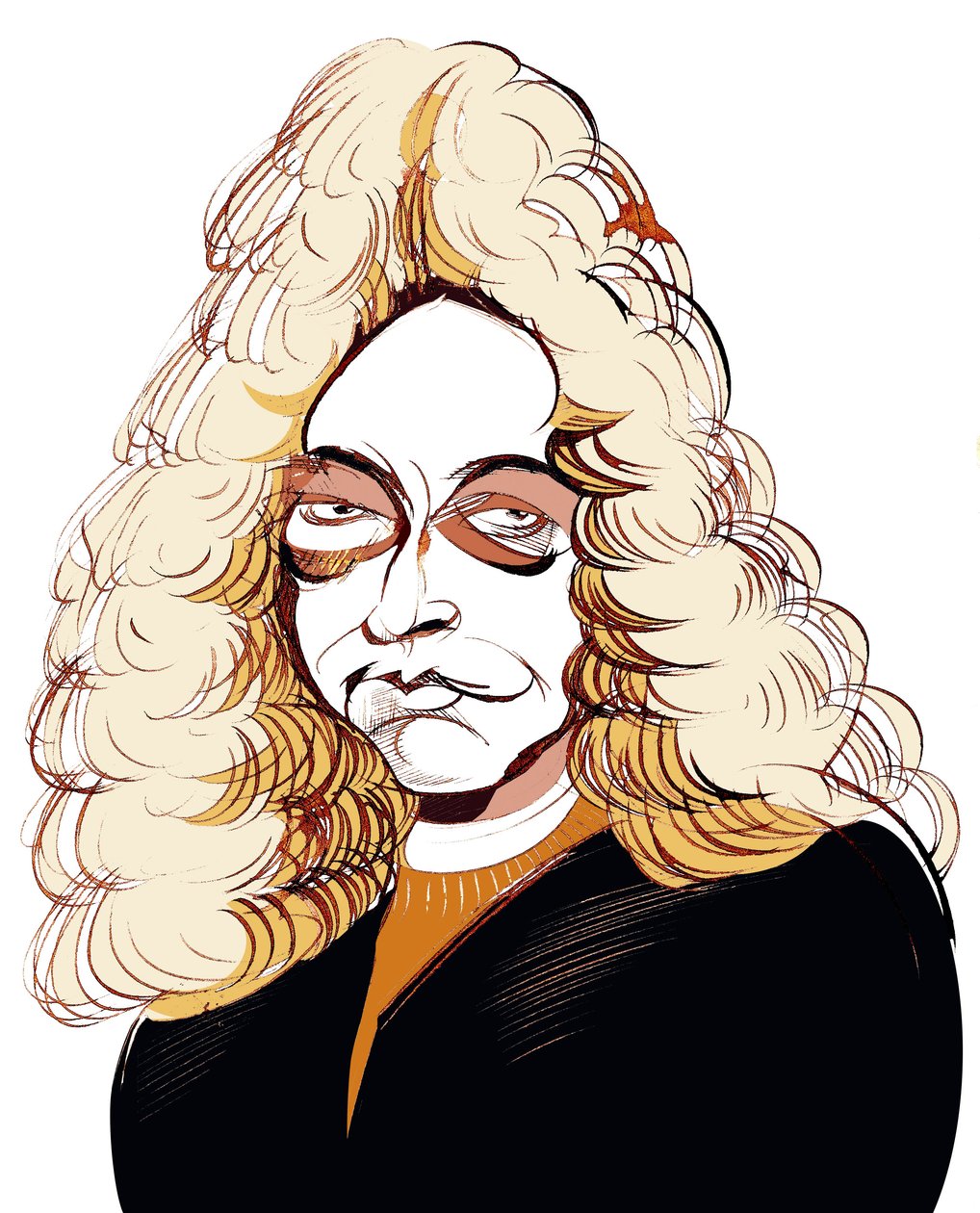Johann Joseph Fux, compositeur autrichien, caricature en couleur - Neale Osborne