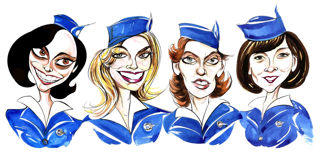 Pan Am - caricature de la distribution de l