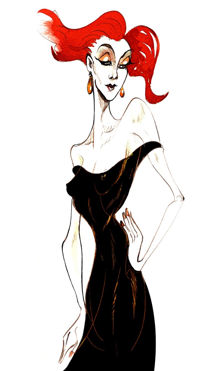 Modèle rousse en robe noire - Neale Osborne