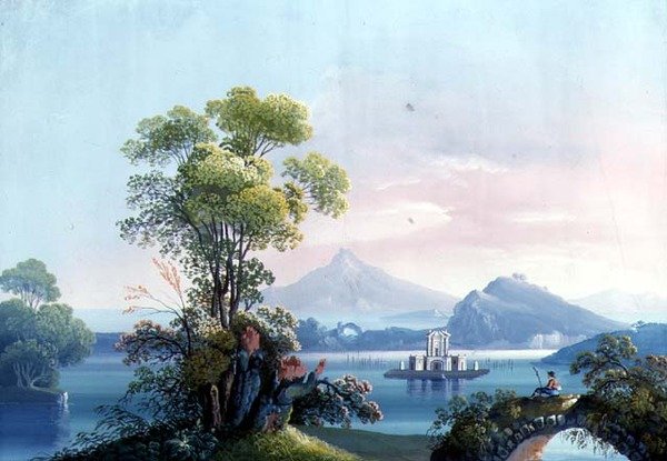 Naples : Vue du mont Vésuve - Neapolitan School