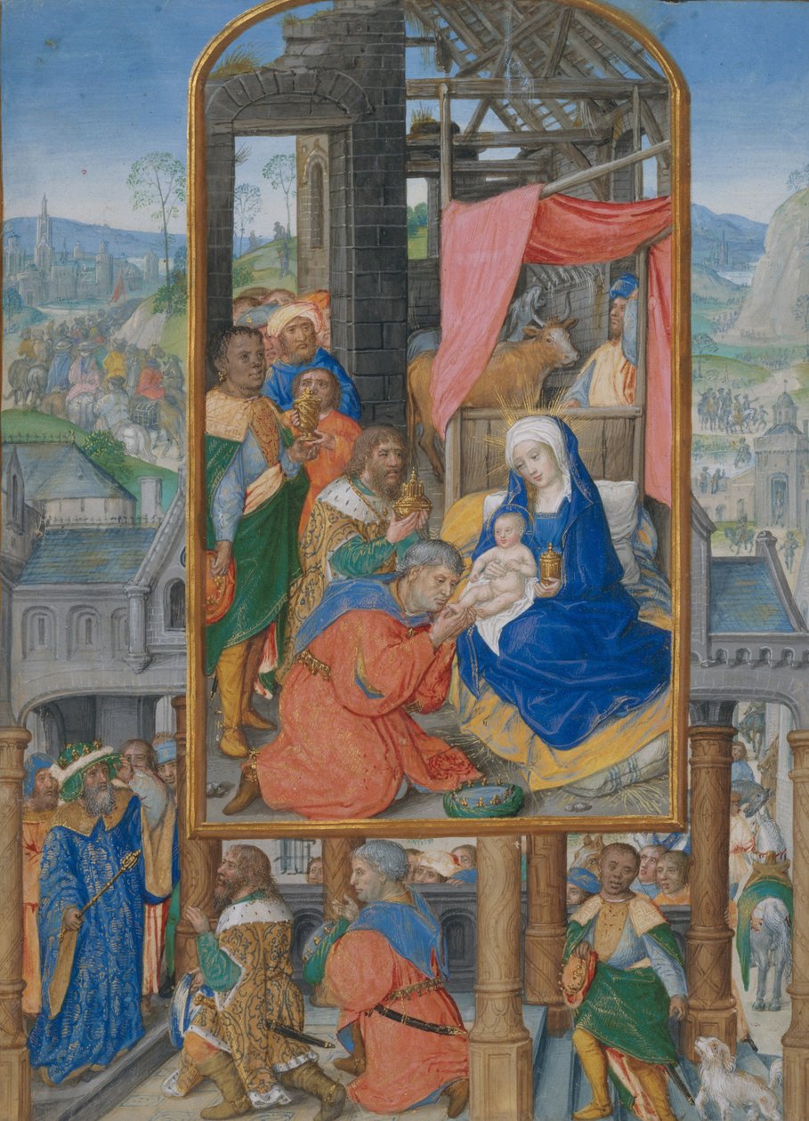 Enluminure de manuscrit avec Adoration des Mages, c.1515-25 - Netherlandish School
