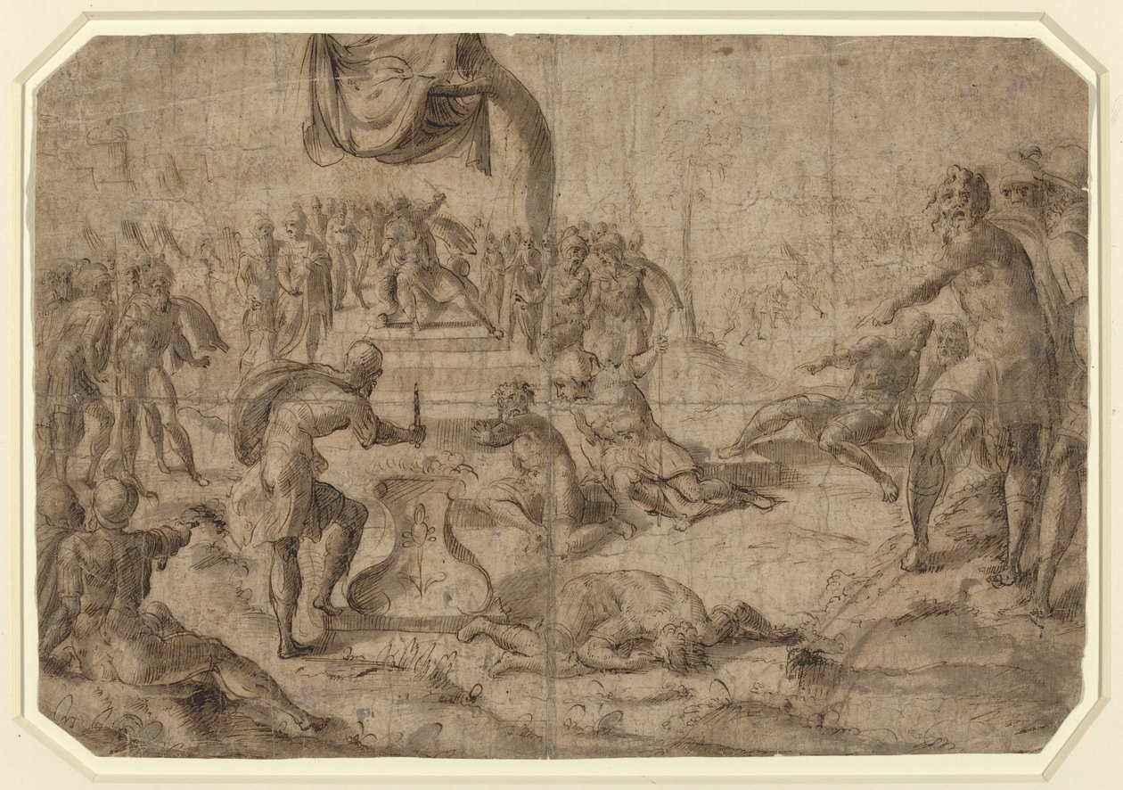Scène de sacrifice (Gaius Mucius Scaevola ?) - Netherlandish 16th Century