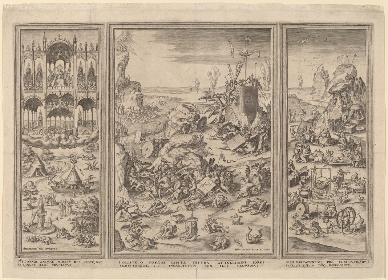 Le Jugement dernier triptyque - Netherlandish 16th Century after Hieronymus Bosch, Hieronymus Cock
