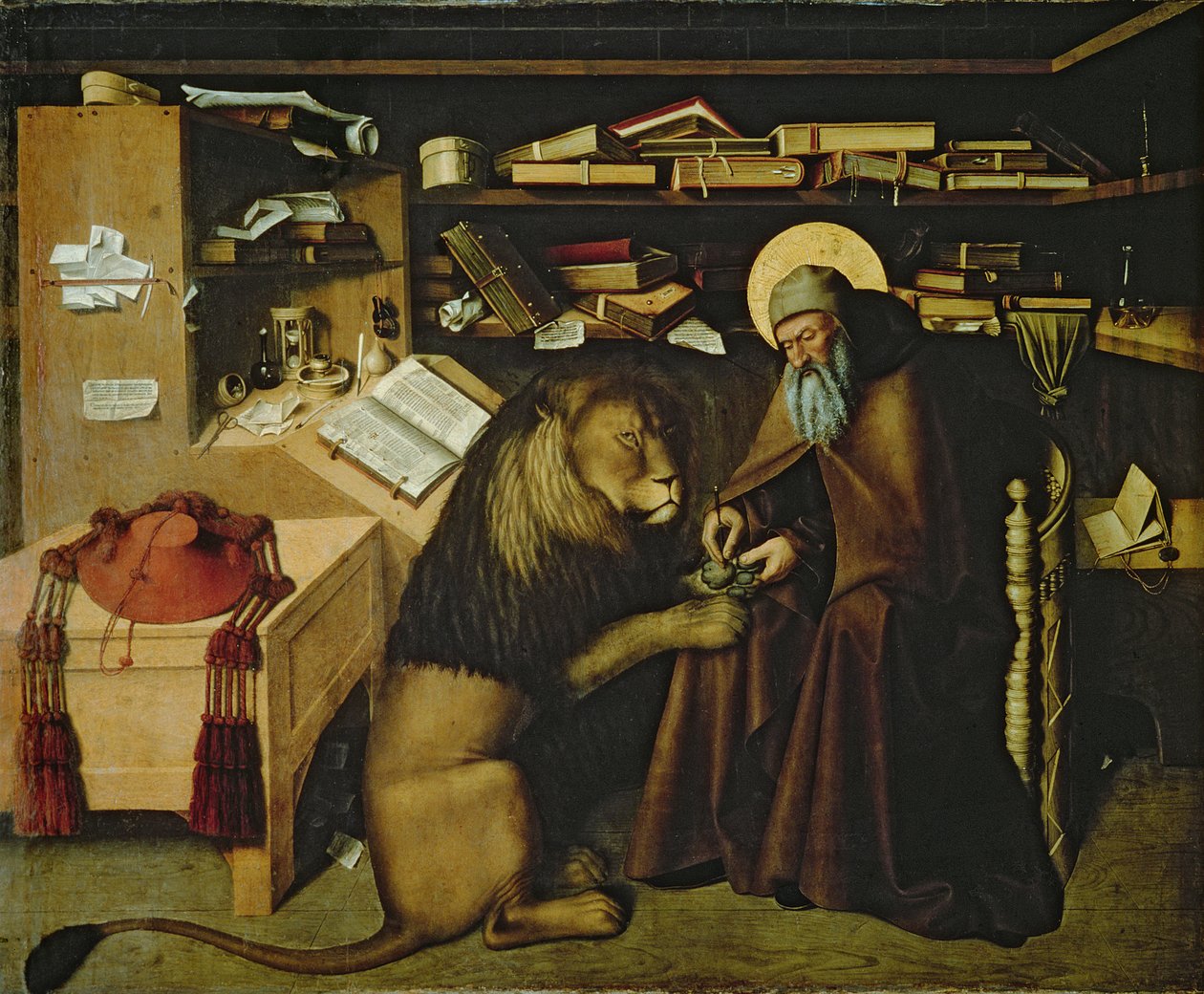 Saint Jérôme retirant une épine de la patte du lion, c.1445 - Niccolo Antonio Colantonio