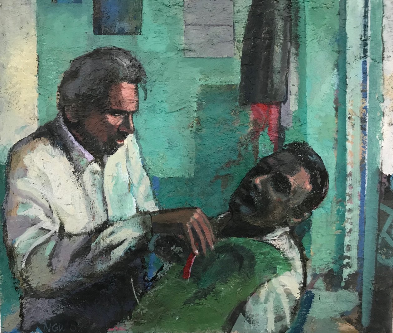Barbershop, 2017-23 (huile sur panneau) - Nick Williams