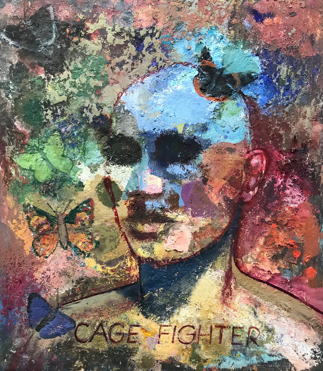 Cage Fighter, 2021-23 (huile sur carton) - Nick Williams