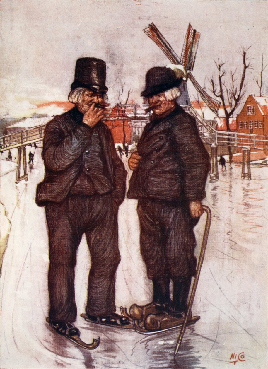 Vieux Hollandais sur des patins, 1904 - Nico Jungman