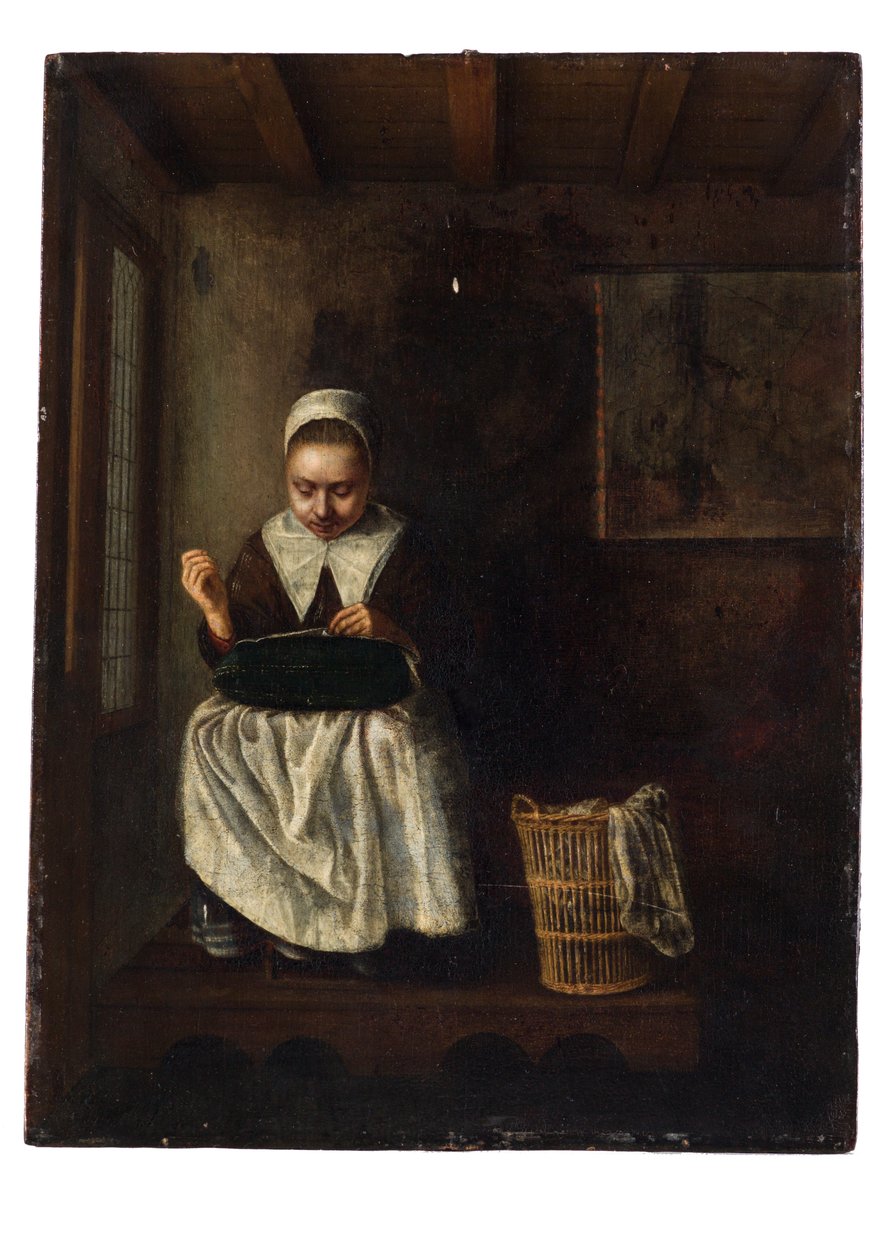 Une fille cousant - Nicolaes Maes