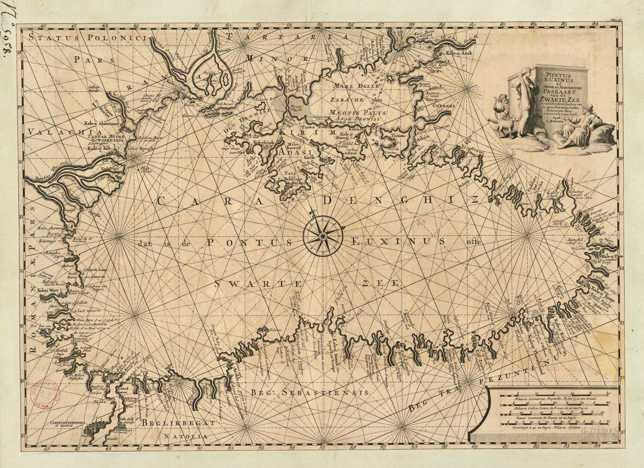 Pontus Euxinus ou nouvelle et précise carte marine de la mer Noire conçue à partir de diverses sources - Nicolaes Witsen