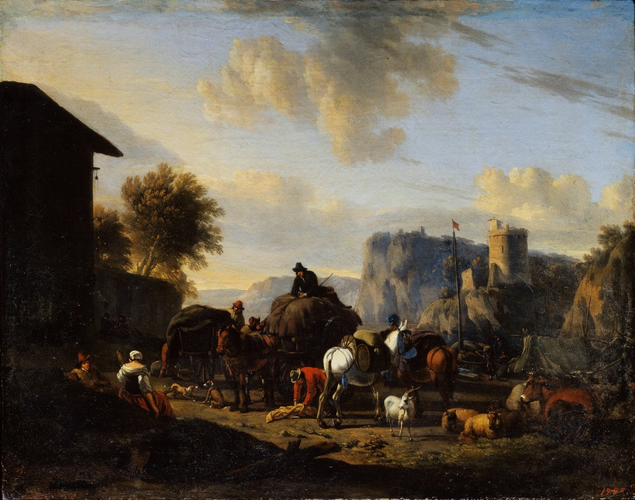 Le repos du convoi - Nicolaes Pietersz. Berchem