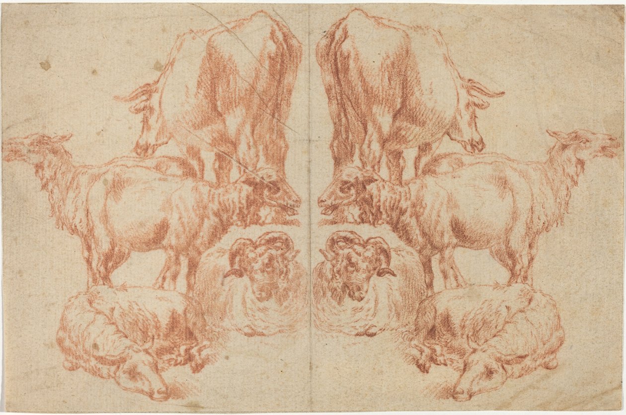 Quatre moutons et une vache - Nicolaes Pietersz Berchem