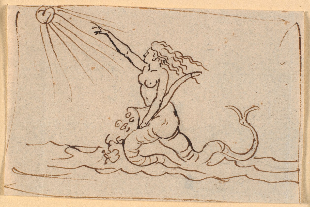 Une sirène pointant vers le soleil - Nicolai Abildgaard