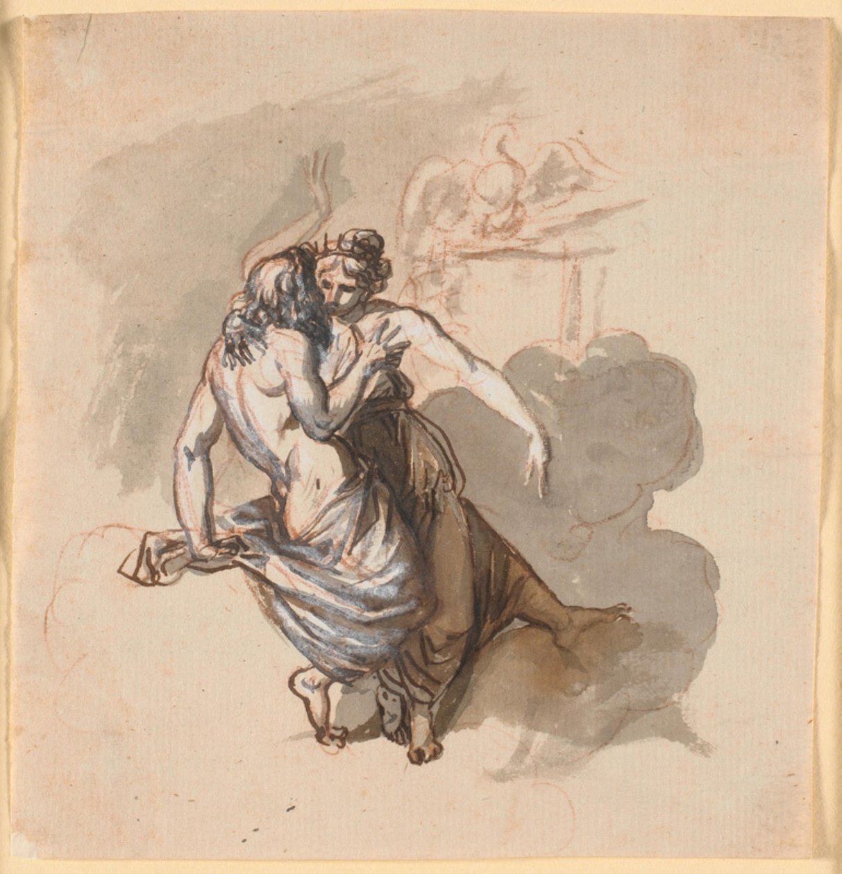 Un couple divin amoureux, assis dans les nuages - Nicolai Abildgaard