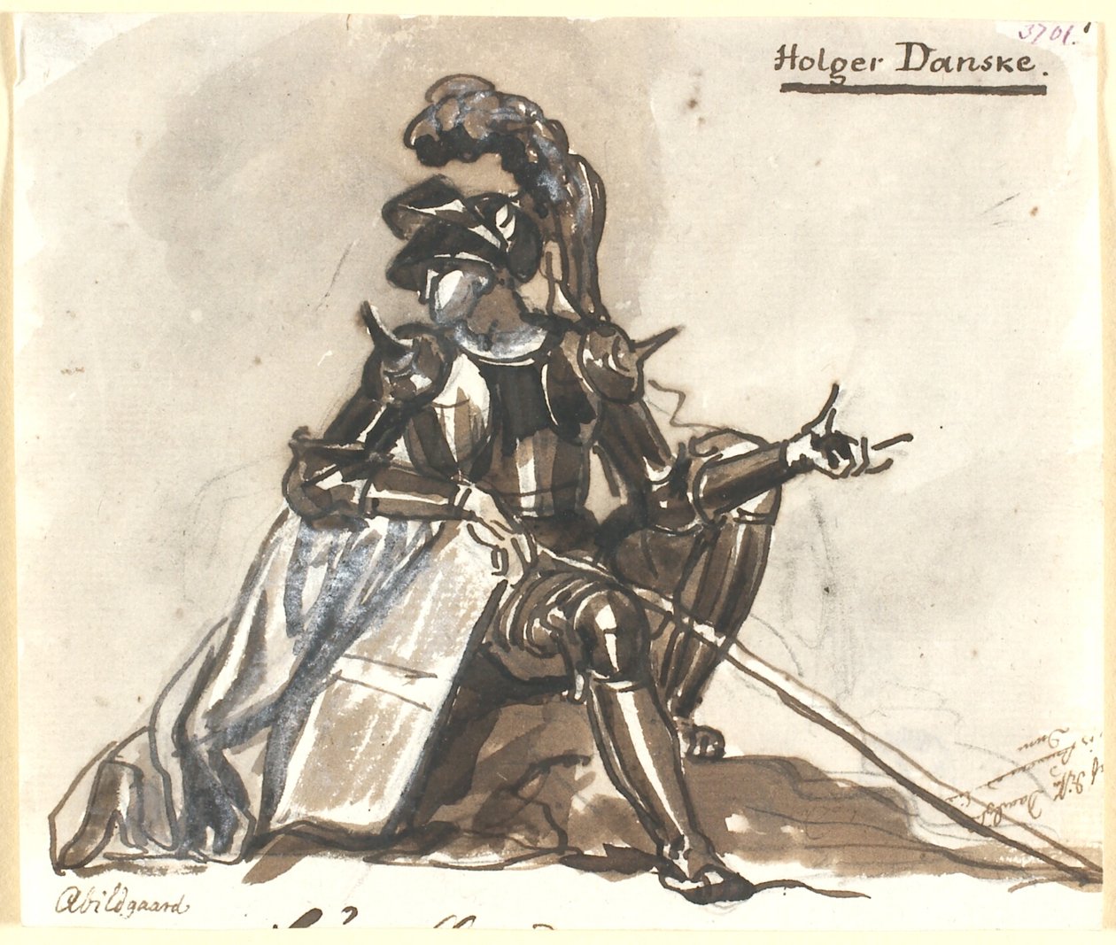Holger Danske assis en armure - Nicolai Abildgaard