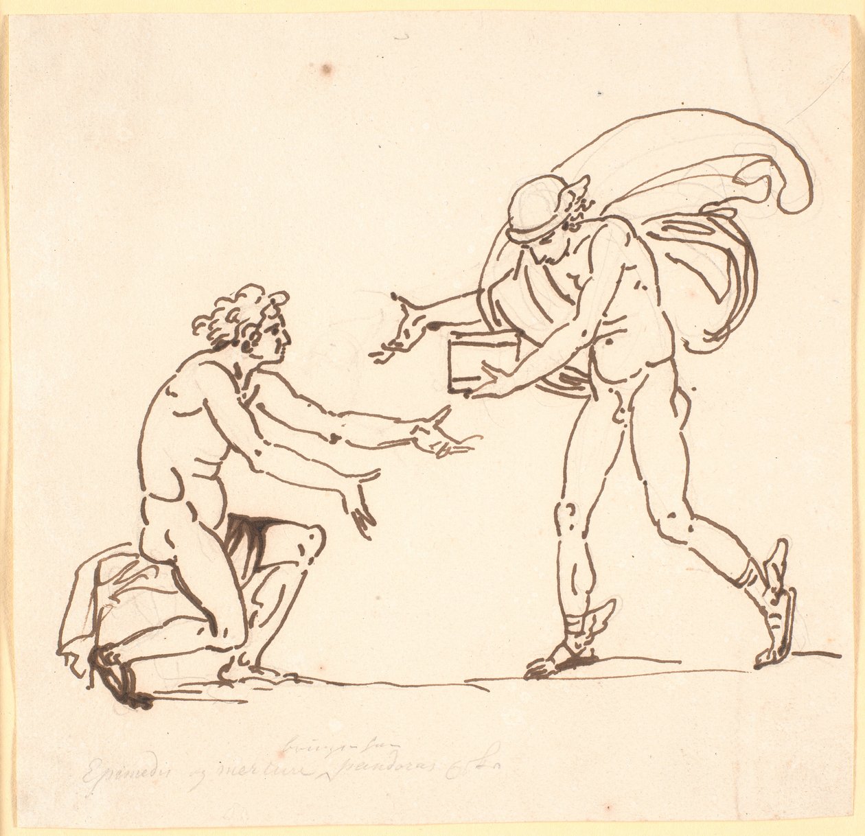 Mercure apporte la boîte de Pandore à Epiméthée - Nicolai Abildgaard