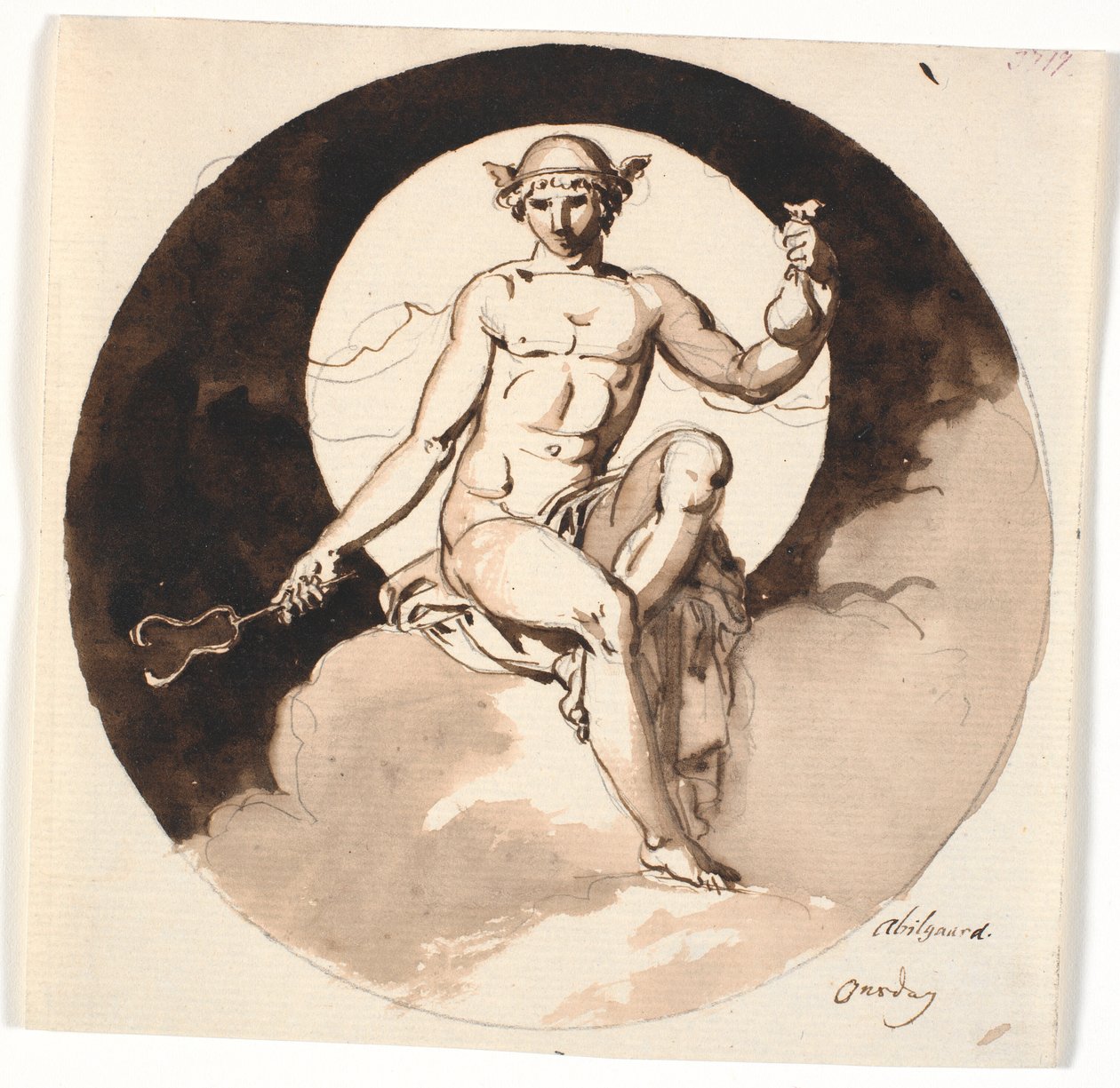 Onsdag. Mercure assis avec bâton et bourse - Nicolai Abildgaard