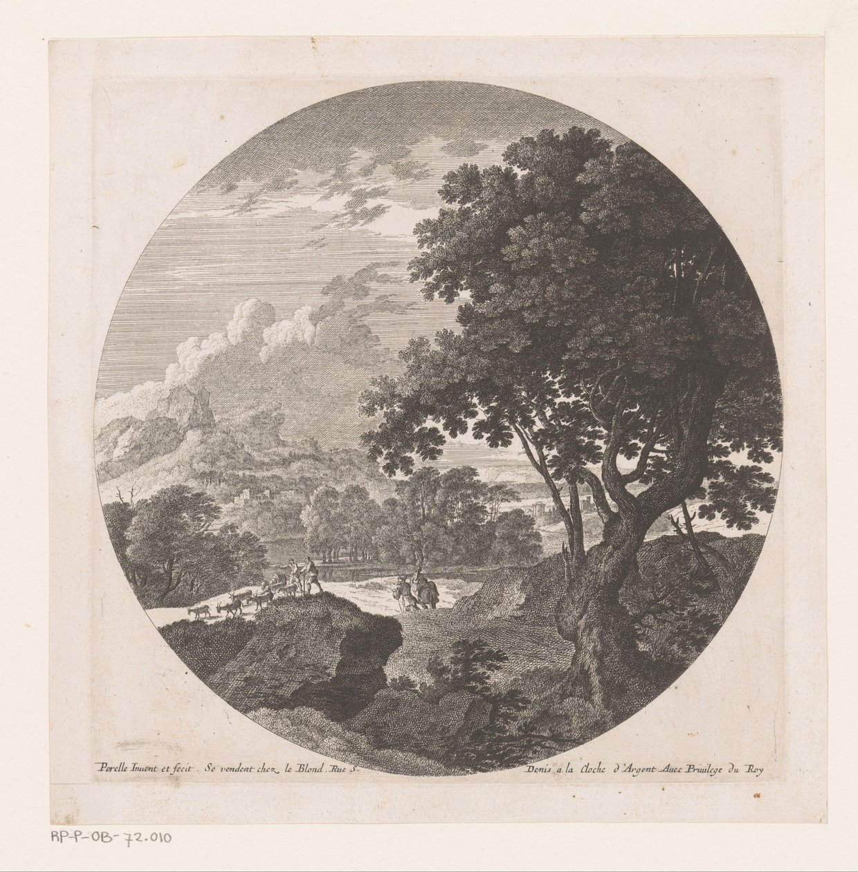 Paysage avec deux hommes et un troupeau de chèvres - Nicolas Perelle