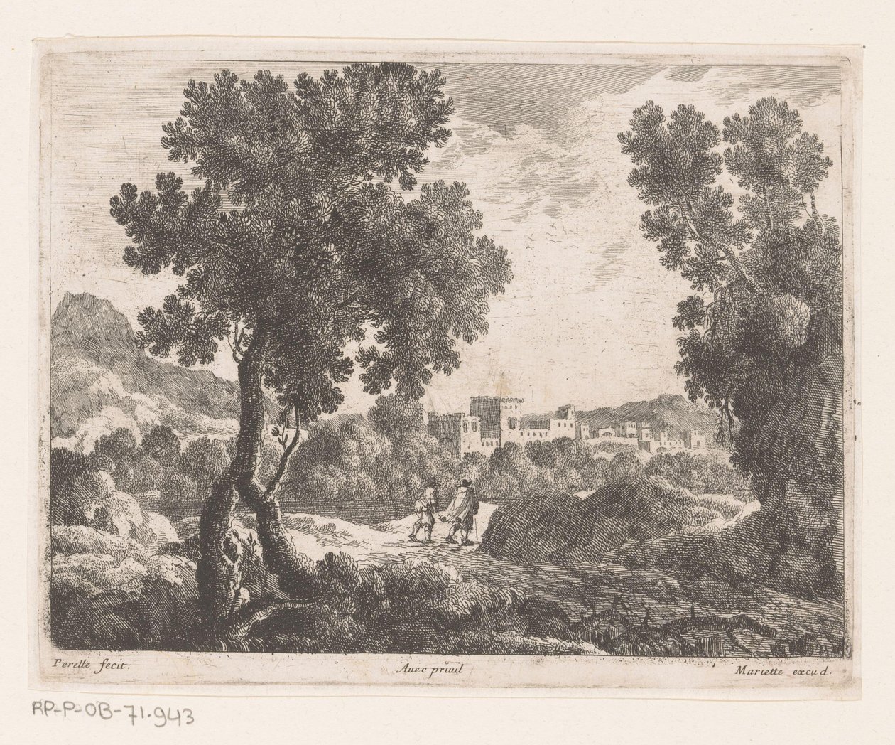 Paysage avec deux promeneurs - Nicolas Perelle