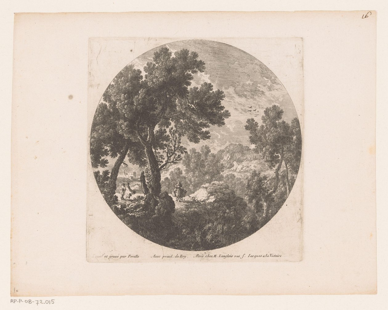Paysage avec promeneurs et figure sur bête de somme - Nicolas Perelle
