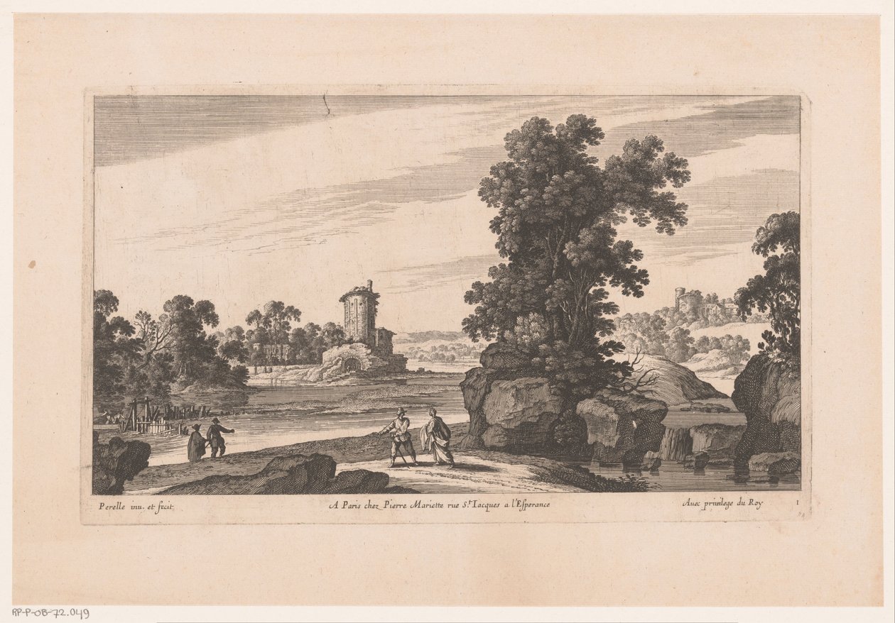 Paysage fluvial avec une tour - Nicolas Perelle