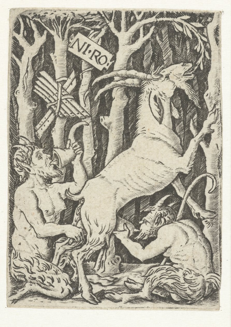 Deux satyres buvant du lait de chèvre - Nicoletto da Modena