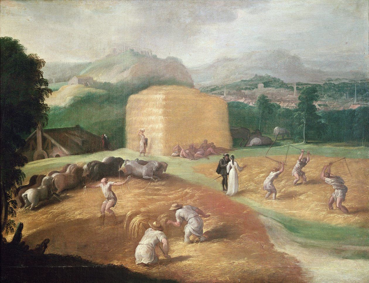 Paysage avec batteurs de maïs - Nicolo dell Abate