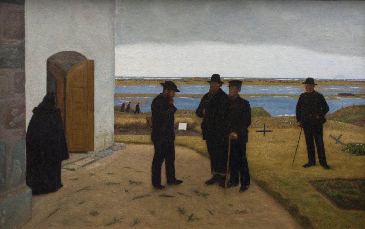 Personnes devant une église. Harboøre, Jutland - Niels Jakob Jakobsen Bjerre