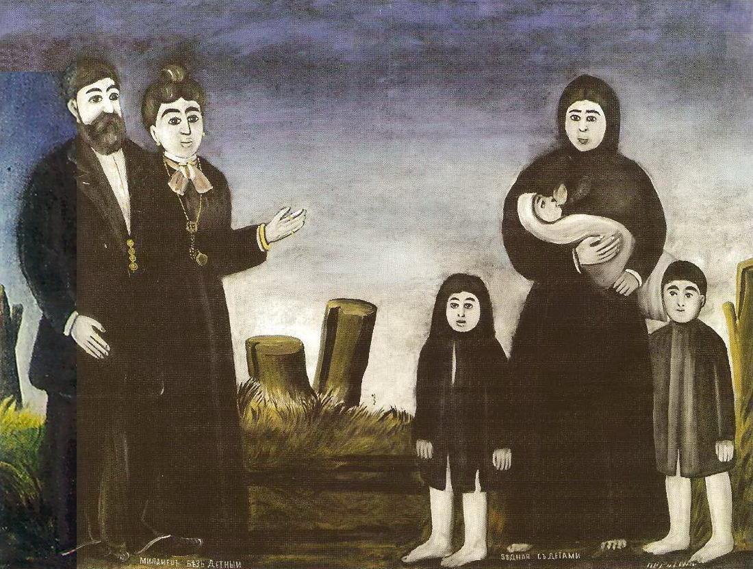 Millionnaire sans enfants et une femme pauvre bénie avec des enfants - Niko Pirosmani