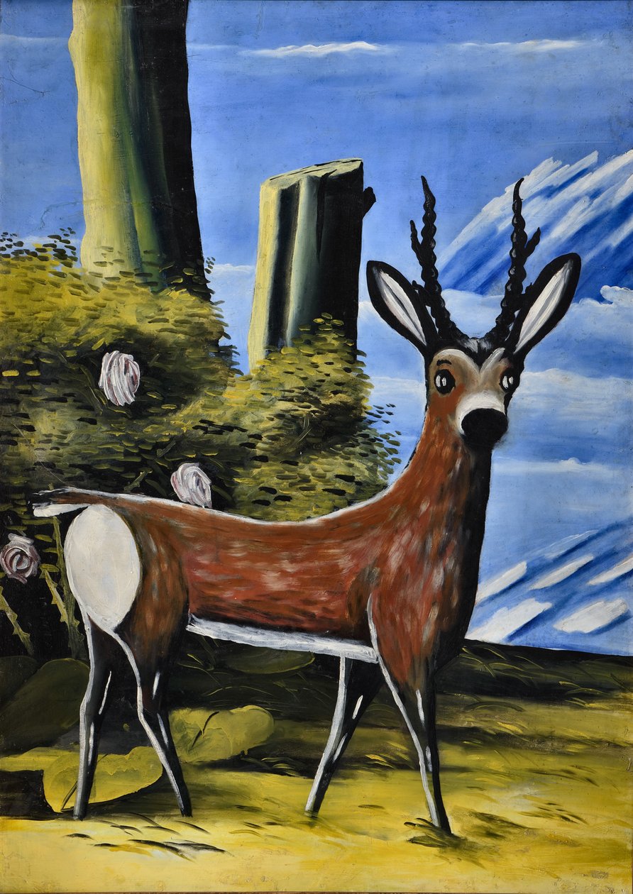 Chevreuil et paysage - Niko Pirosmani