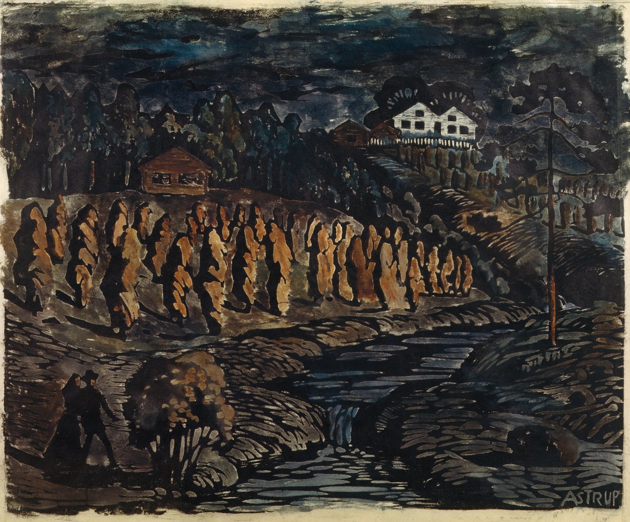 Grandes gerbes sur un poteau - Nikolai Astrup