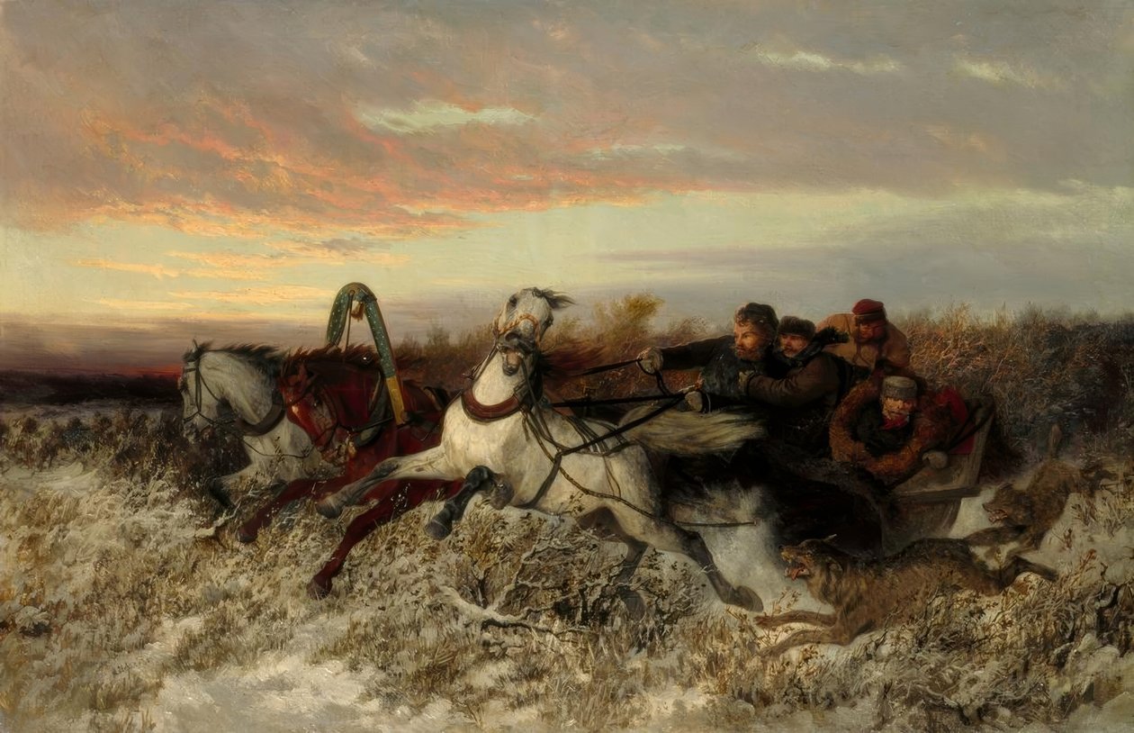 Traîneau poursuivi par des loups - Nikolai Jegorowitsch Swertschkow