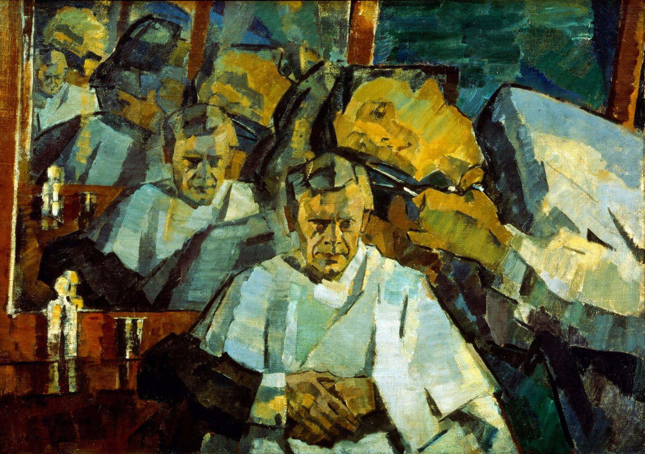 Autoportrait avec le barbier - Nikolai Pavlovich Ulyanov