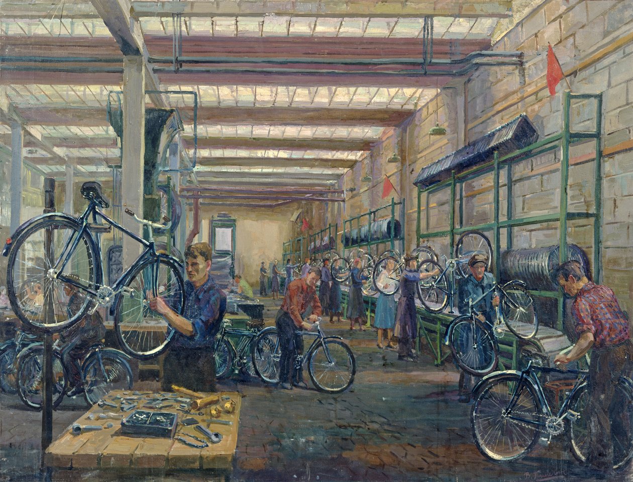 Les Usines de cycles de Moscou, vers 1930 - Nikolay Vassilyevich Pinegin