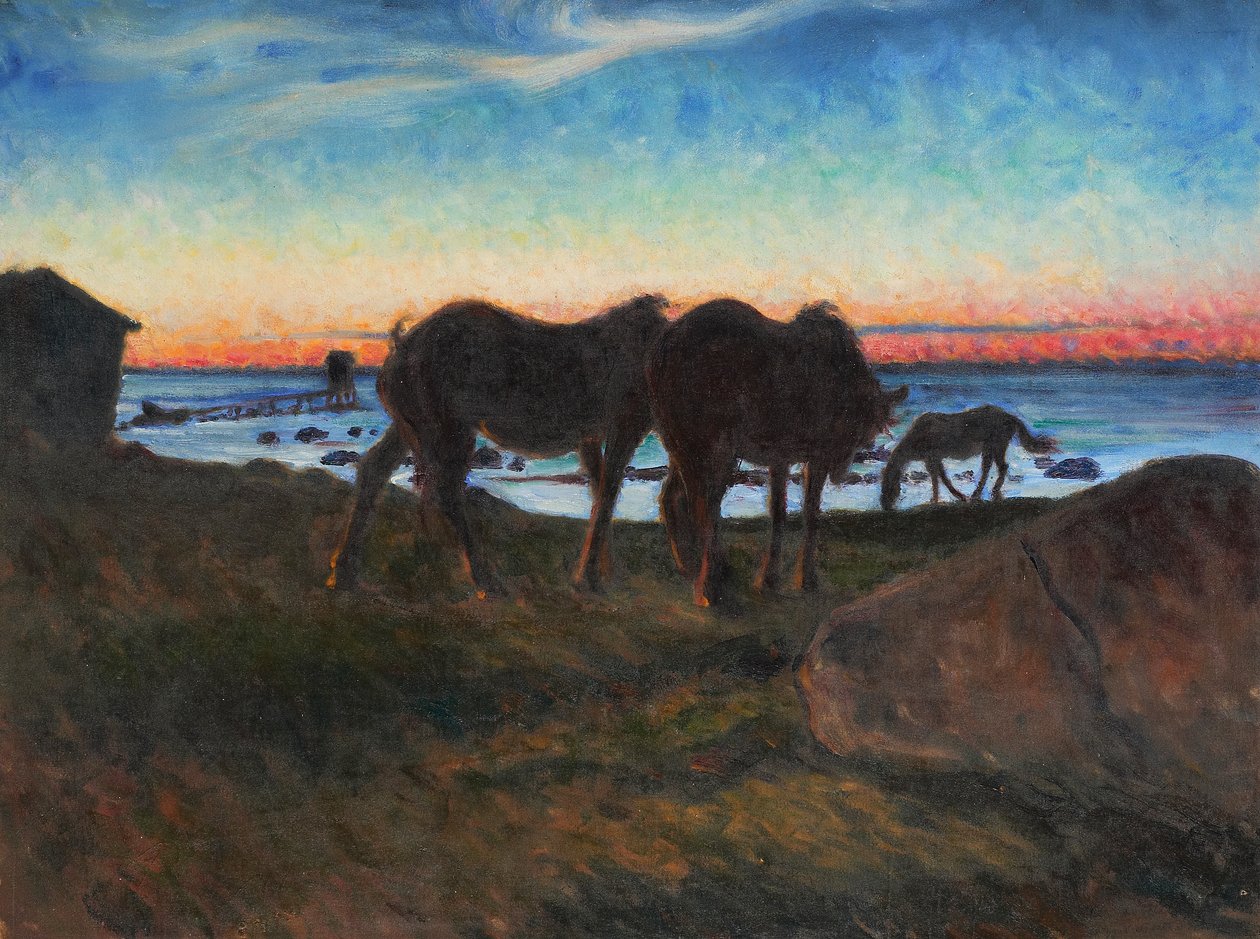 Chevaux au coucher du soleil - Nils Kreuger