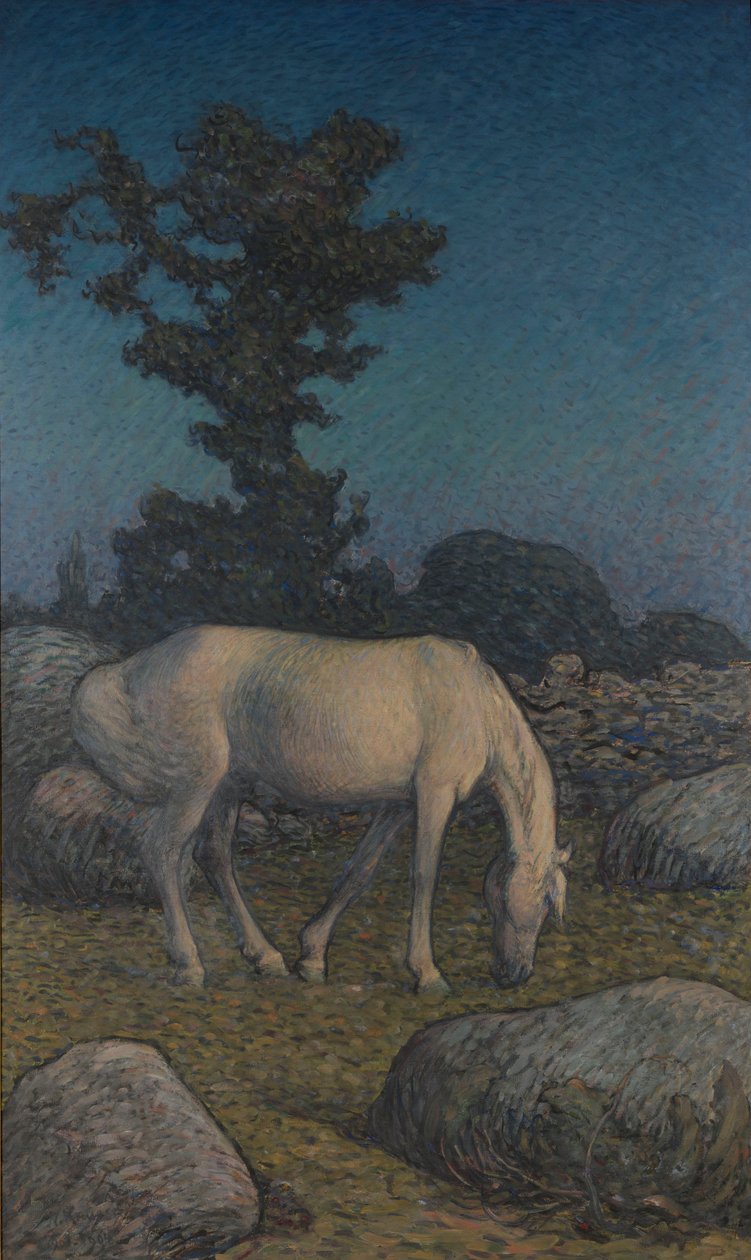 Cheval blanc au crépuscule - Nils Kreuger