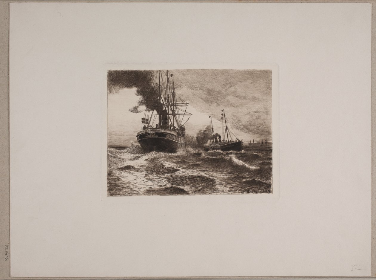 Bateaux à vapeur près de Kronborg - Nils Severin Lynge Hansteen
