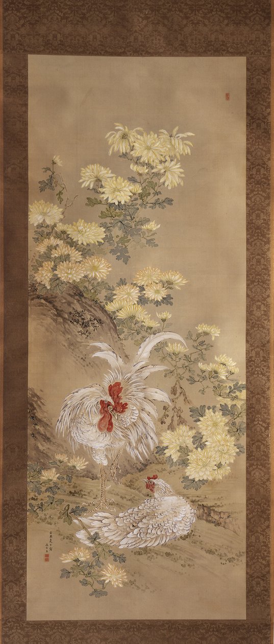 Poulets et chrysanthèmes - Noguchi Yukoku