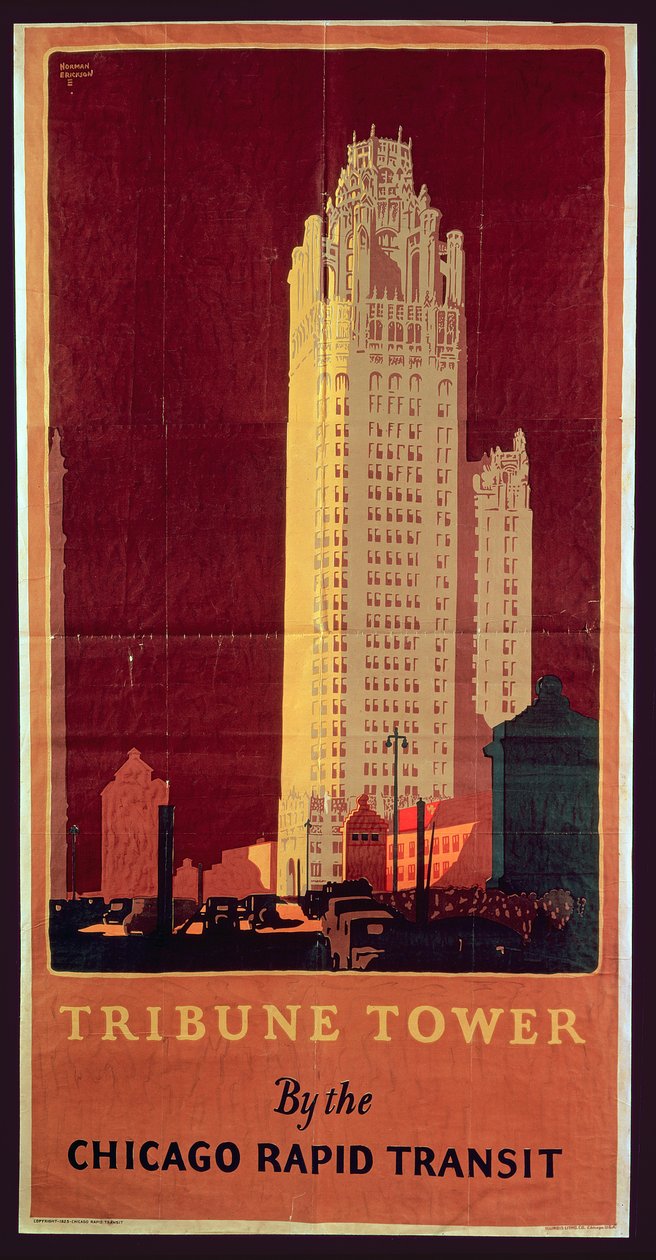 Tribune Tower, publié par Chicago Rapid Transit Company, USA, 1925 - Norman Erickson