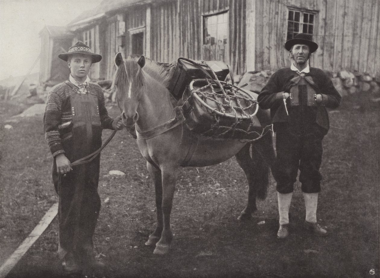 Montagnards de Saetersdalen avec cheval de bât - Norwegian Photographer