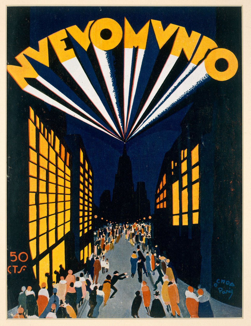 Nuovo Mondo, affiche publicitaire pour un lieu de style Radio City à Paris, vers 1928 - Ochoa