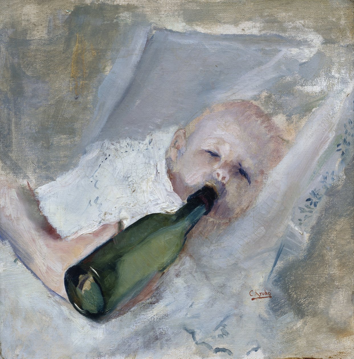 Bébé avec biberon - Oda Krohg