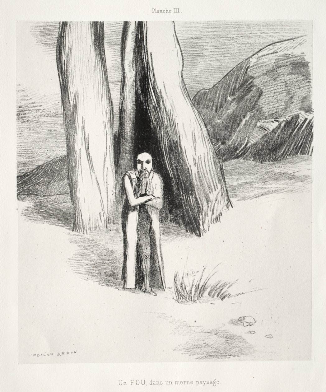 Un fou dans un paysage lugubre - Odilon Redon