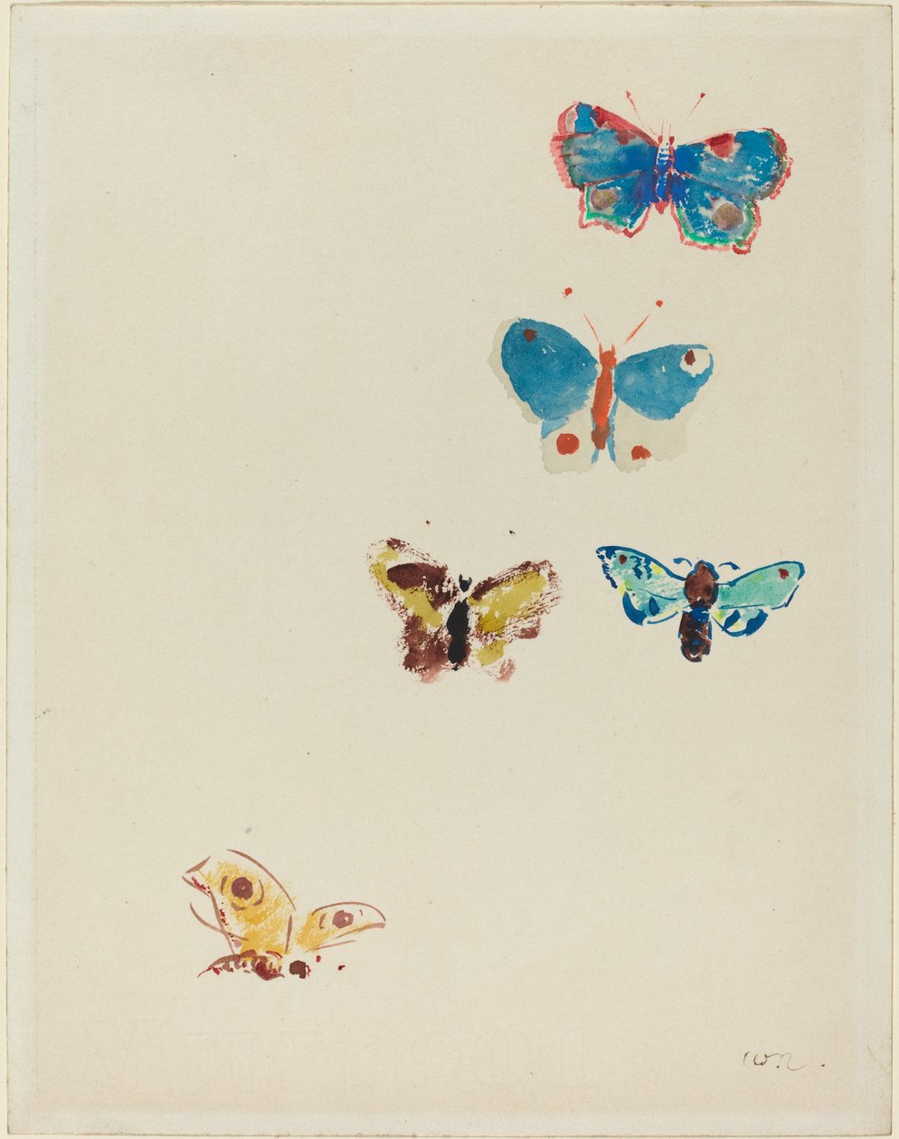 Cinq papillons - Odilon Redon