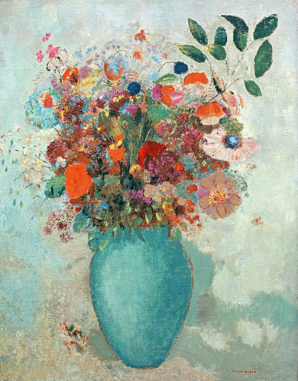 Fleurs dans un vase turquoise, vers 1912 - Odilon Redon