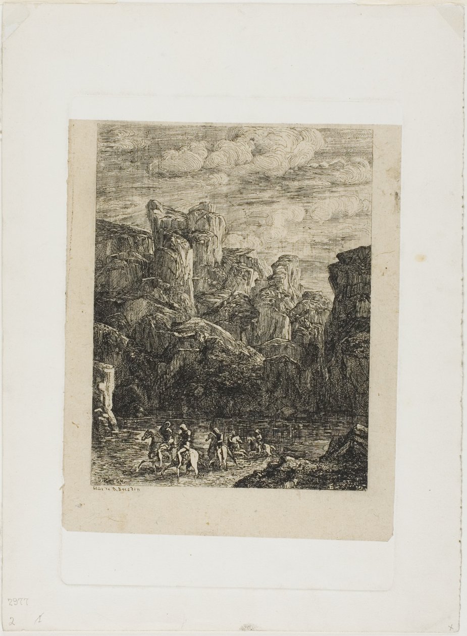 Le gué : Paysage avec cavaliers - Odilon Redon
