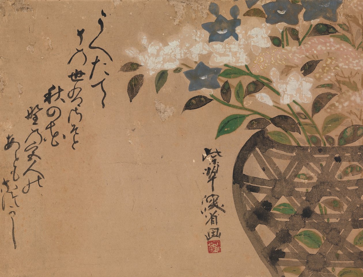 Campanules dans un panier - Ogata Kenzan